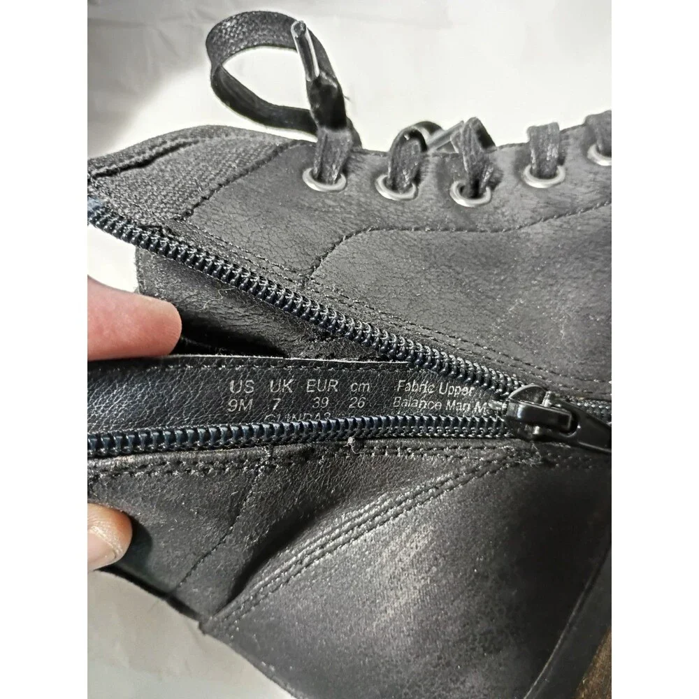 Carlos Glinda Black Lace Up Heeled Combat Chunky Boots 9M Witch Core Casual Norm